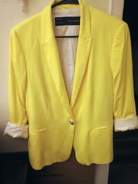 Zara Bright Yellow Single-Button Blazer